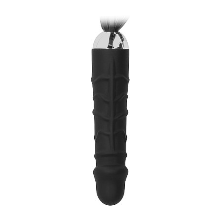 Black Whip with Realistic Silicone Dildo - Black 