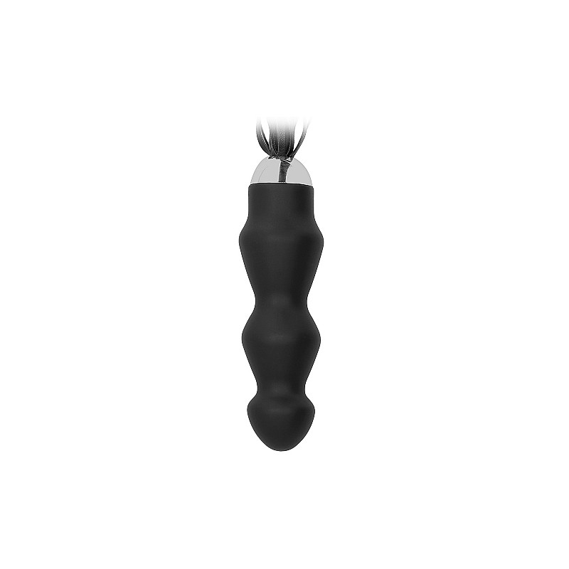 Black Whip with Rounded Silicone Dildo - Black 