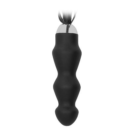 Black Whip with Rounded Silicone Dildo - Black 