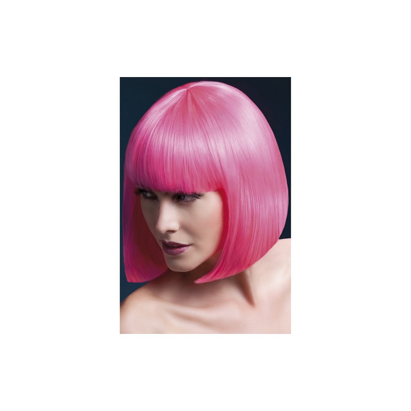 Fever Elise Wig Neon Pink Sleek Bob with Fringe