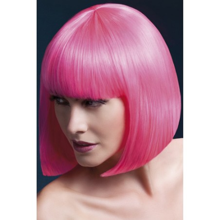 Fever Elise Wig Neon Pink Sleek Bob with Fringe