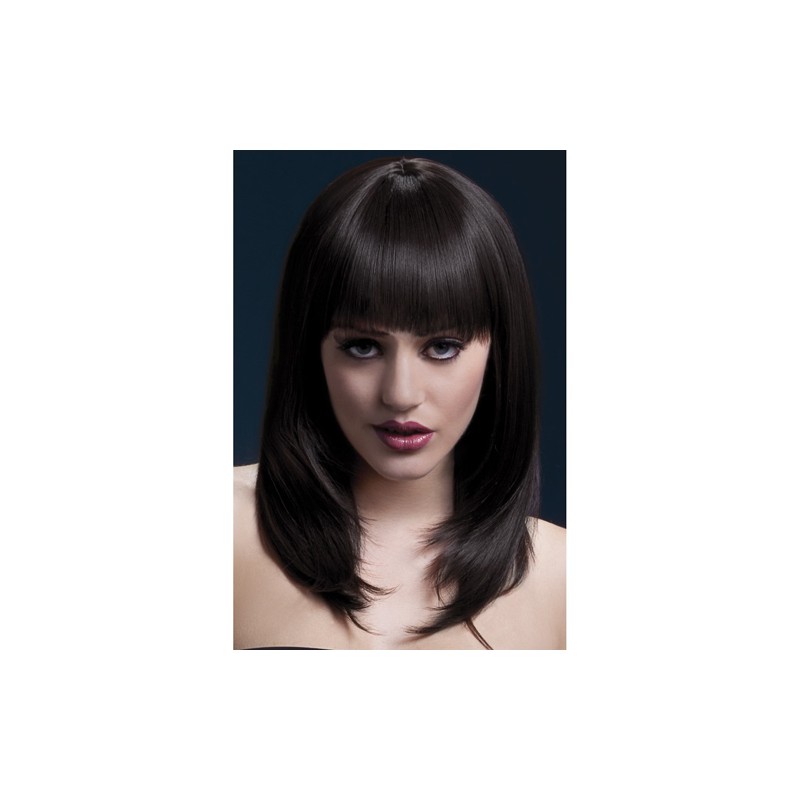 Tanja Wig Brown Feathered Cut with Fringe