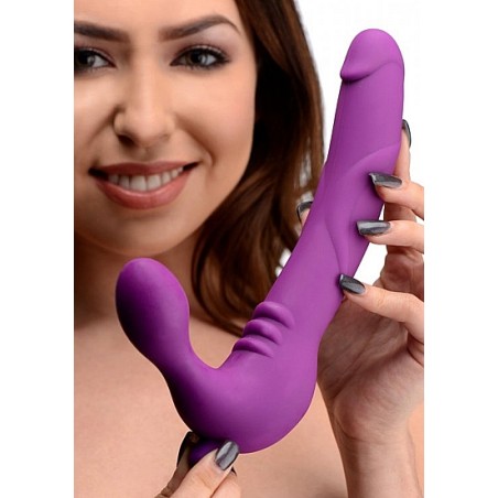 Vibrating Silicone Strapless Strap On - Purple