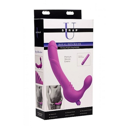 Vibrating Silicone Strapless Strap On - Purple