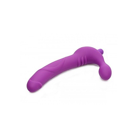 Vibrating Silicone Strapless Strap On - Purple