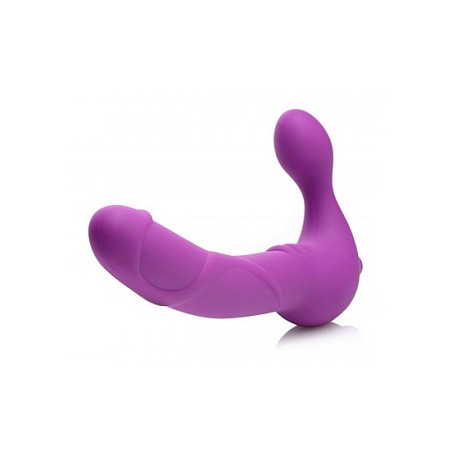 Vibrating Silicone Strapless Strap On - Purple