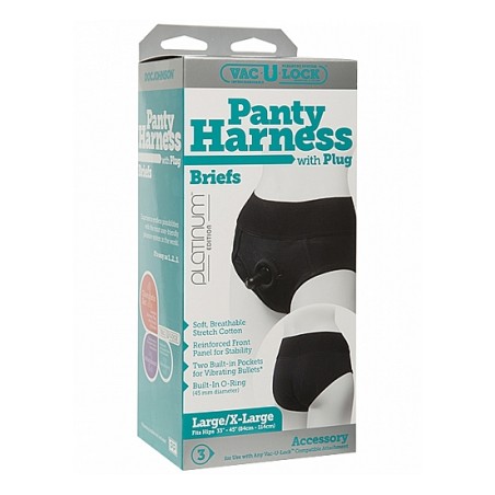 Panty Harness w Plug Briefs - L/XL - Black