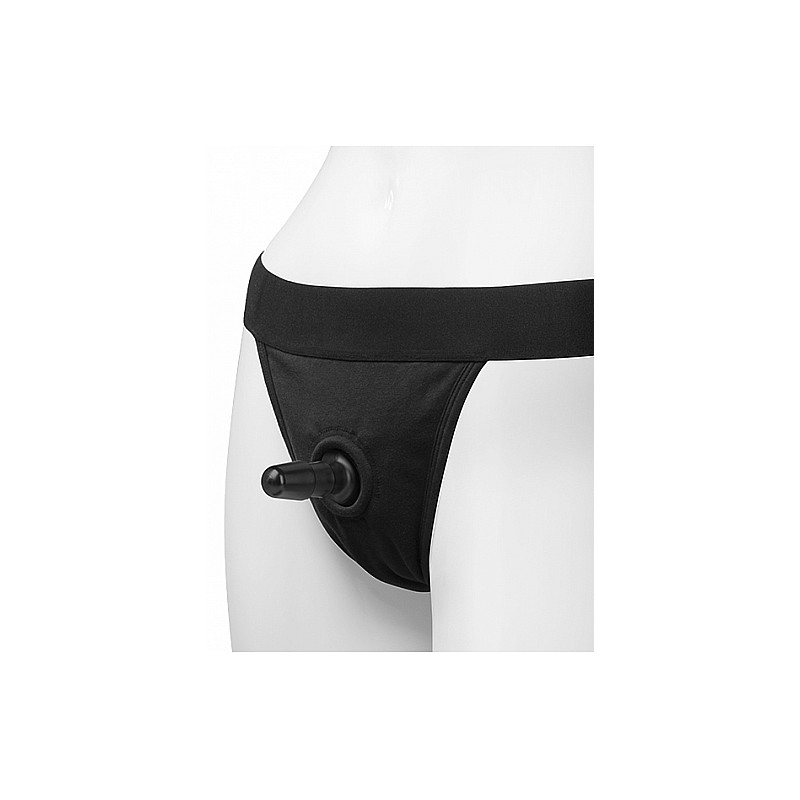 Panty Harness w Plug Full Back - L/XL -Black