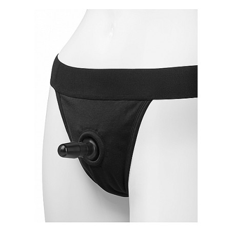 Panty Harness w Plug Full Back - L/XL -Black