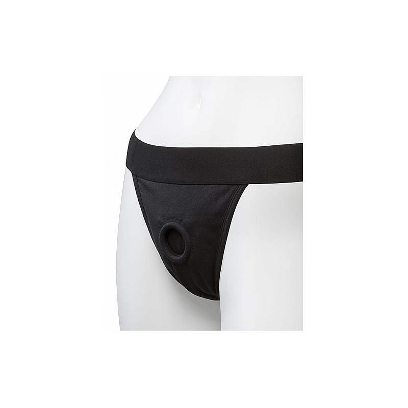 Panty Harness w Plug Full Back - L/XL -Black