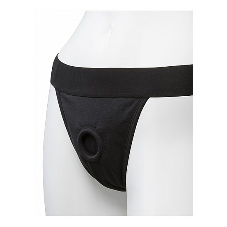 Panty Harness w Plug Full Back - L/XL -Black