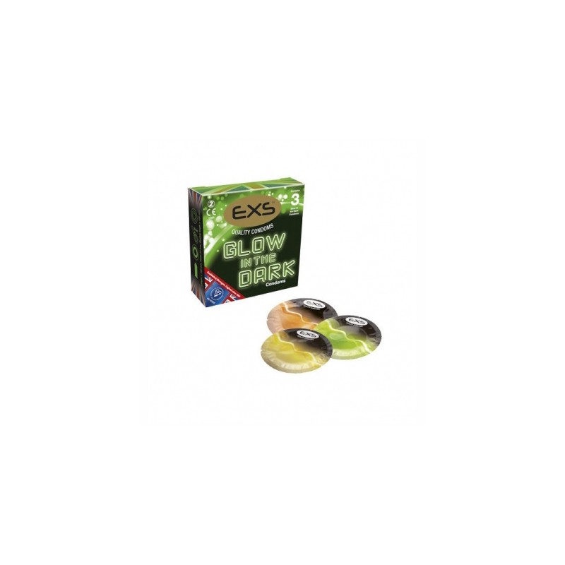 EXS - Glow in the dark condoms - 3pcs