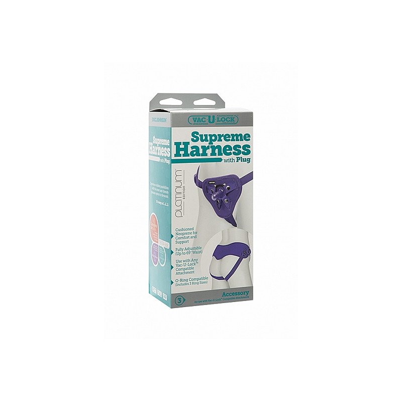 Vac-U-Lock - Supreme Harness with Plug - Purple