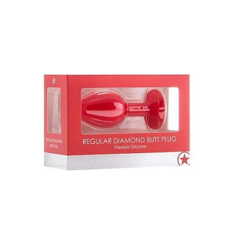 Regular Diamond Butt Plug - Red