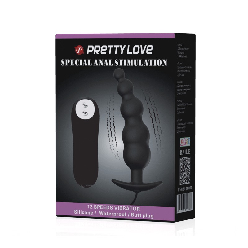 PLB - Silicone Anal Plug - Ribbed Design - 12 Modes