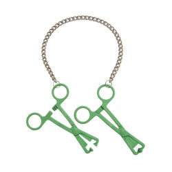 Green Tube Clamps on Chain