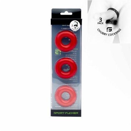 Chubby Rubber Cockring 3-Pack - Red