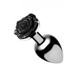 Black Rose Butt Plug - Large - Black