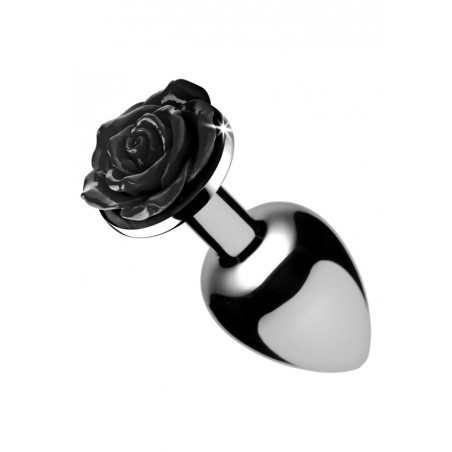 Black Rose Butt Plug - Large - Black