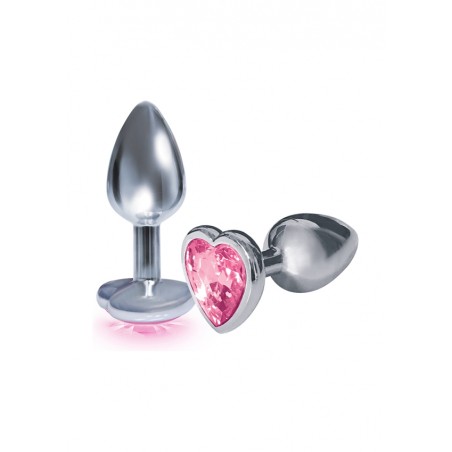 Bejeweled Heart Stainless Steel Plug - Pink