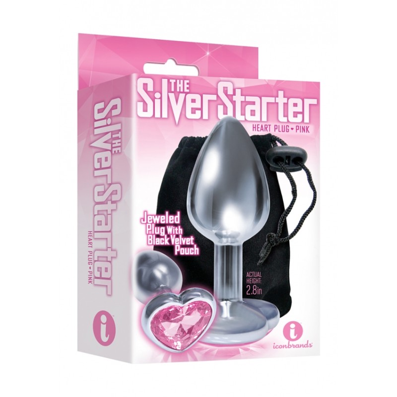 Bejeweled Heart Stainless Steel Plug - Pink