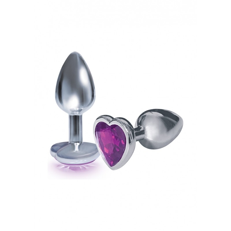Bejeweled Heart Stainless Steel Plug - Violet
