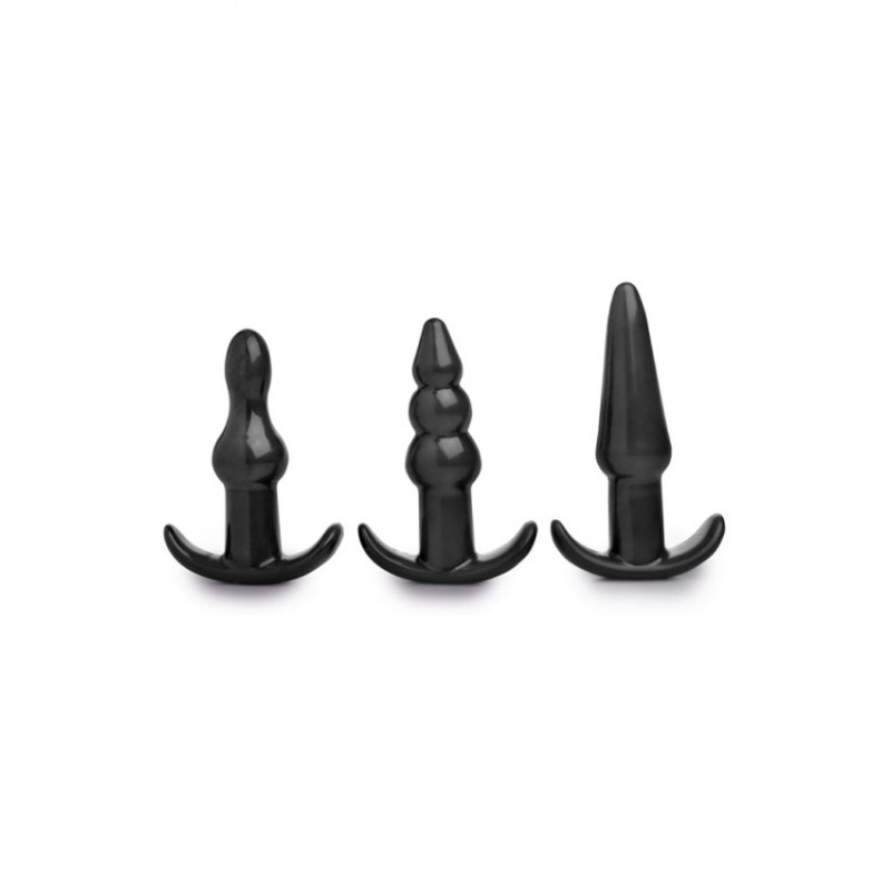 4 Piece Vibrating Anal Plug Set - Black