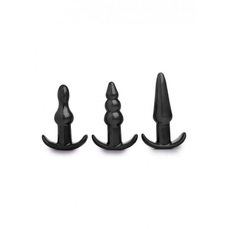 4 Piece Vibrating Anal Plug Set - Black