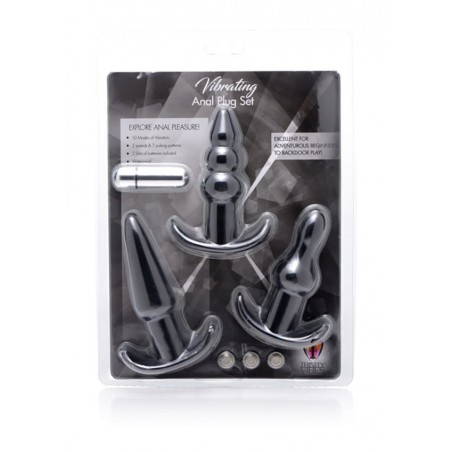4 Piece Vibrating Anal Plug Set - Black