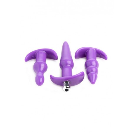 4 Piece Vibrating Anal Plug Set - Purple