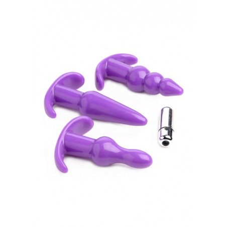 4 Piece Vibrating Anal Plug Set - Purple