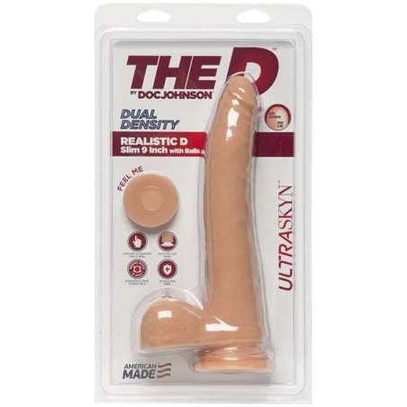 The D - Realistic D - Slim 23cm with Balls - Ultraskyn - Flesh