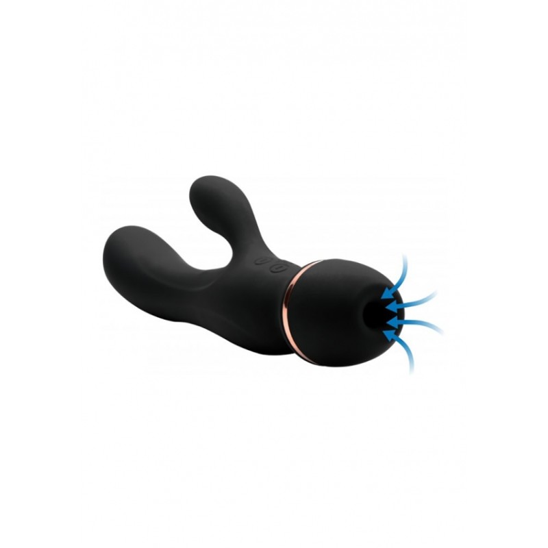 Shegasm Supreme 3 in 1 Silicone Suction Rabbit Vibe - Black