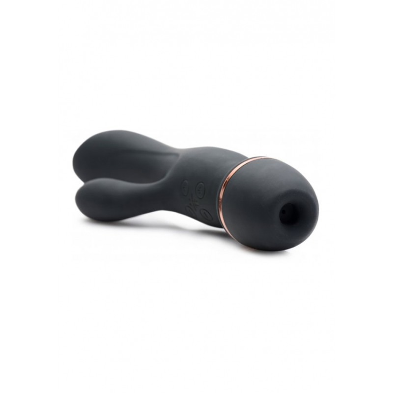 Shegasm Supreme 3 in 1 Silicone Suction Rabbit Vibe - Black