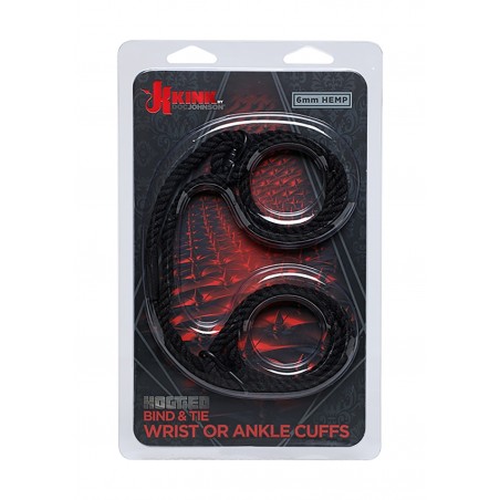 Hogtied - Bind & Tie - 6mm Hemp Wrist or Ankle Cuffs - Black