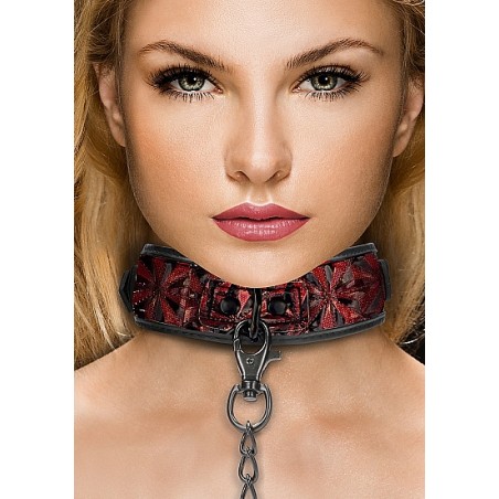 Luxury Collar with Leash - Burgundy