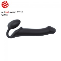 SEMI-REALISTIC BENDABLE STRAP-ON BLACK SIZE LARGE