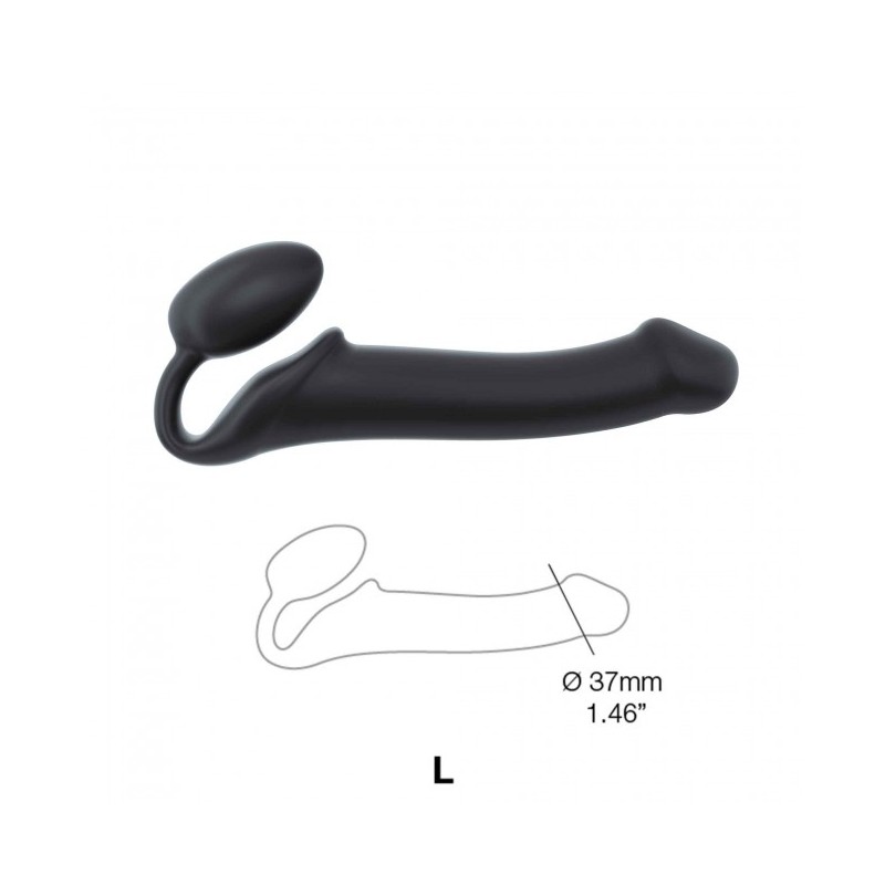 SEMI-REALISTIC BENDABLE STRAP-ON BLACK SIZE LARGE