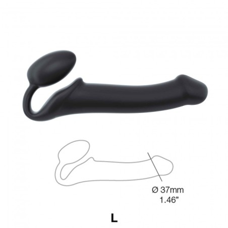 SEMI-REALISTIC BENDABLE STRAP-ON BLACK SIZE LARGE