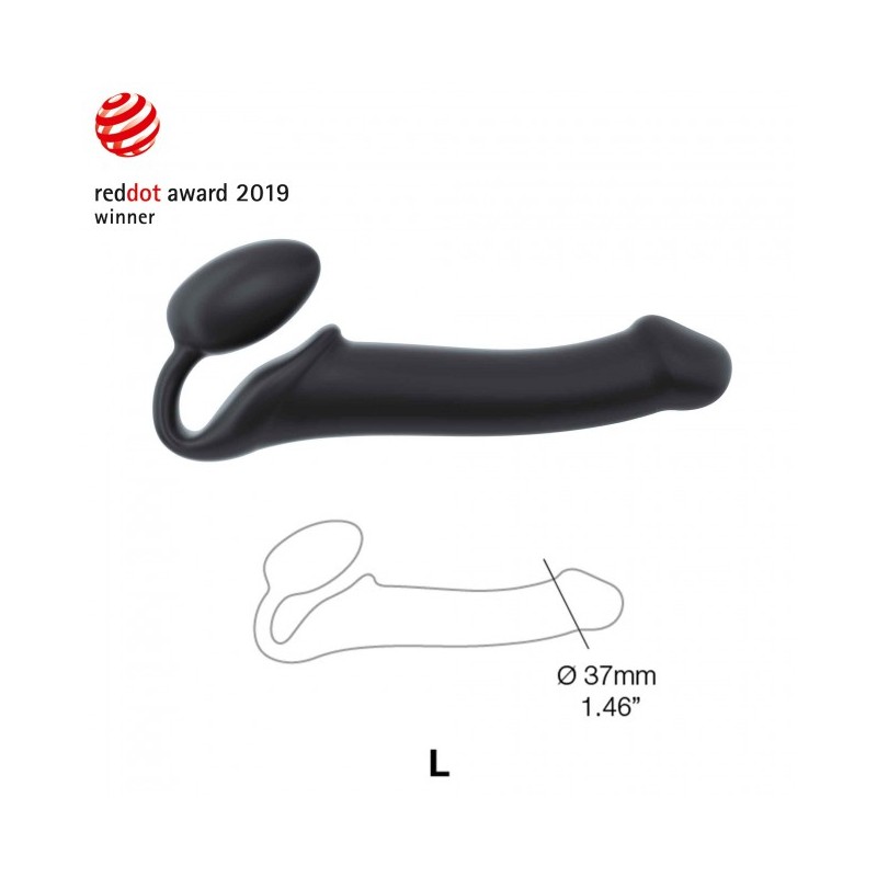 SEMI-REALISTIC BENDABLE STRAP-ON BLACK SIZE LARGE