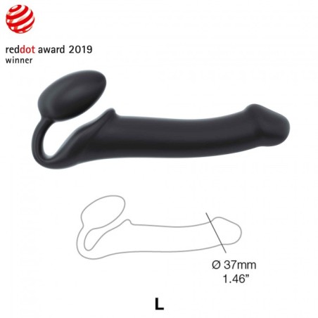 SEMI-REALISTIC BENDABLE STRAP-ON BLACK SIZE LARGE