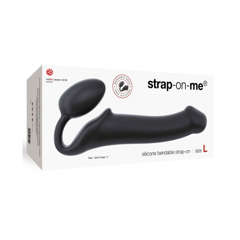 SEMI-REALISTIC BENDABLE STRAP-ON BLACK SIZE LARGE