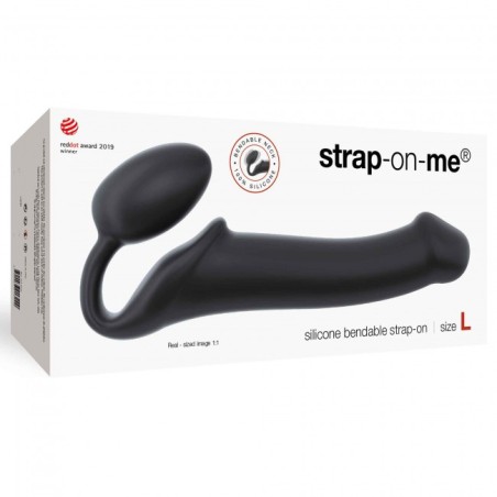SEMI-REALISTIC BENDABLE STRAP-ON BLACK SIZE LARGE