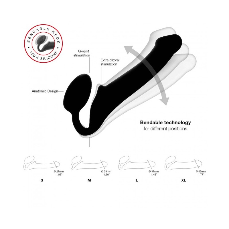SEMI-REALISTIC BENDABLE STRAP-ON BLACK SIZE LARGE