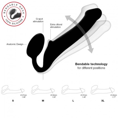 SEMI-REALISTIC BENDABLE STRAP-ON BLACK SIZE LARGE