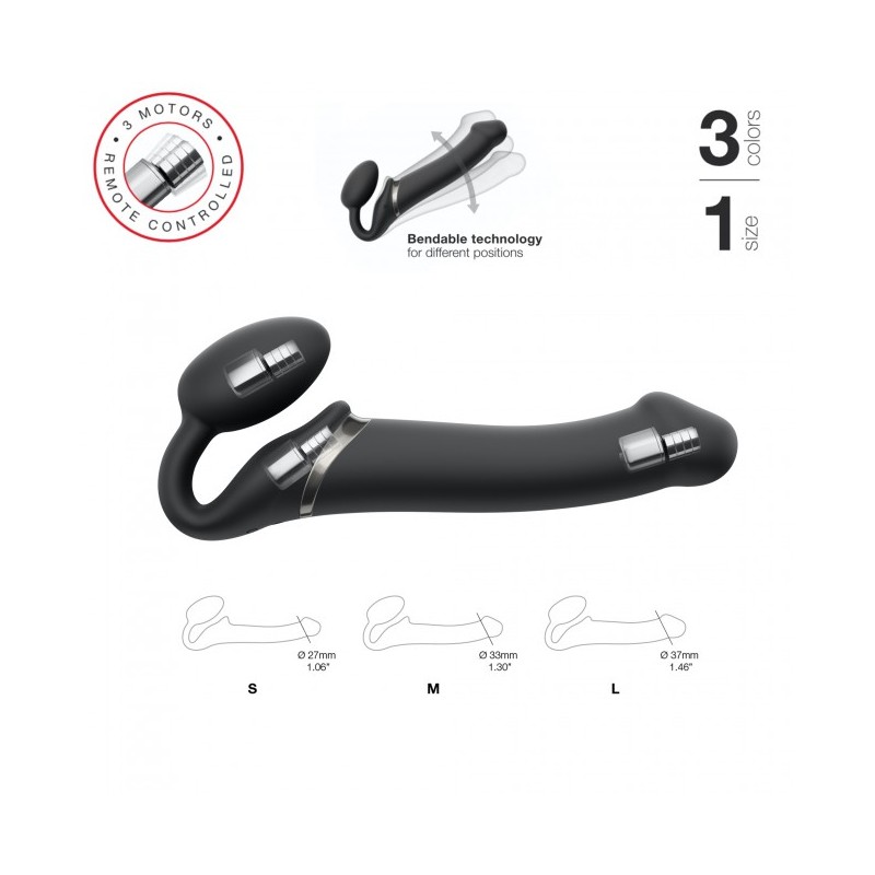 MIXED PACK VIBRATING STRAP ON BLACK MEDIUM