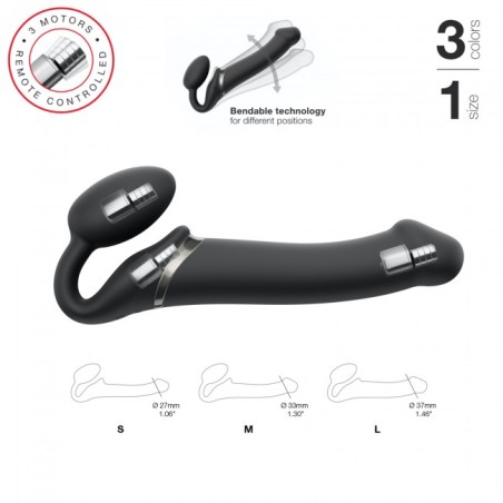 MIXED PACK VIBRATING STRAP ON BLACK MEDIUM