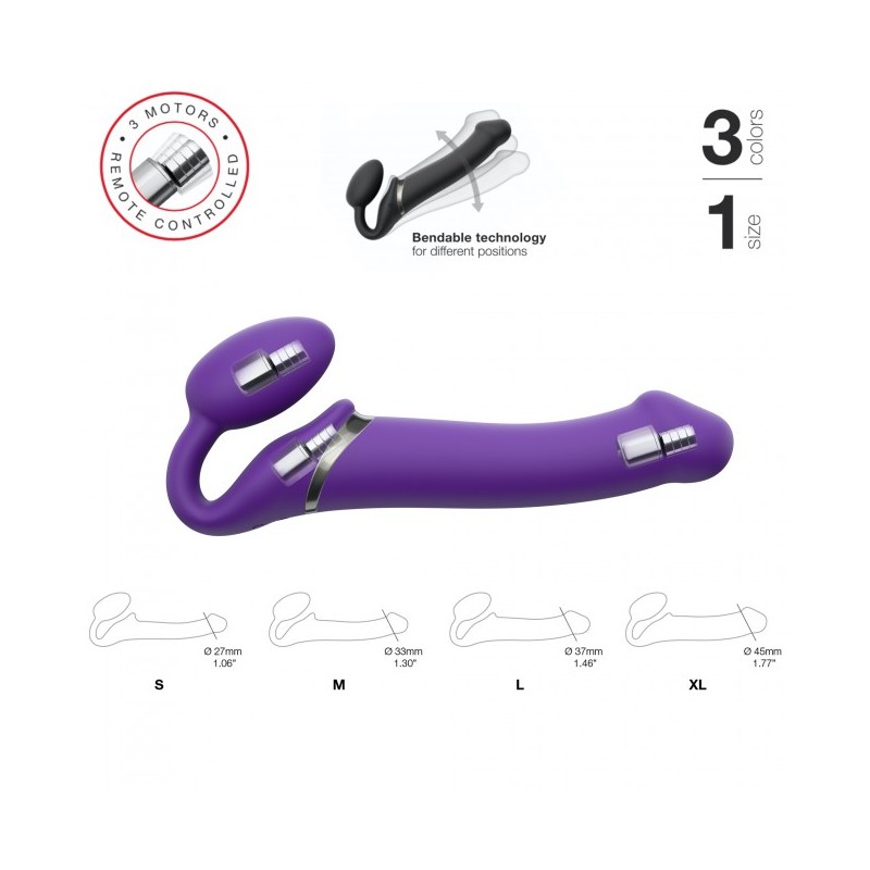 3 MOTOR VIBRATING STRAP ON PURPLE LARGE