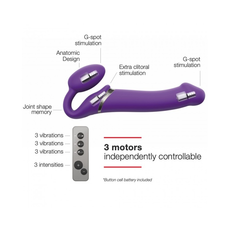 3 MOTOR VIBRATING STRAP ON PURPLE XL
