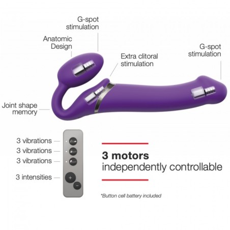 3 MOTOR VIBRATING STRAP ON PURPLE XL